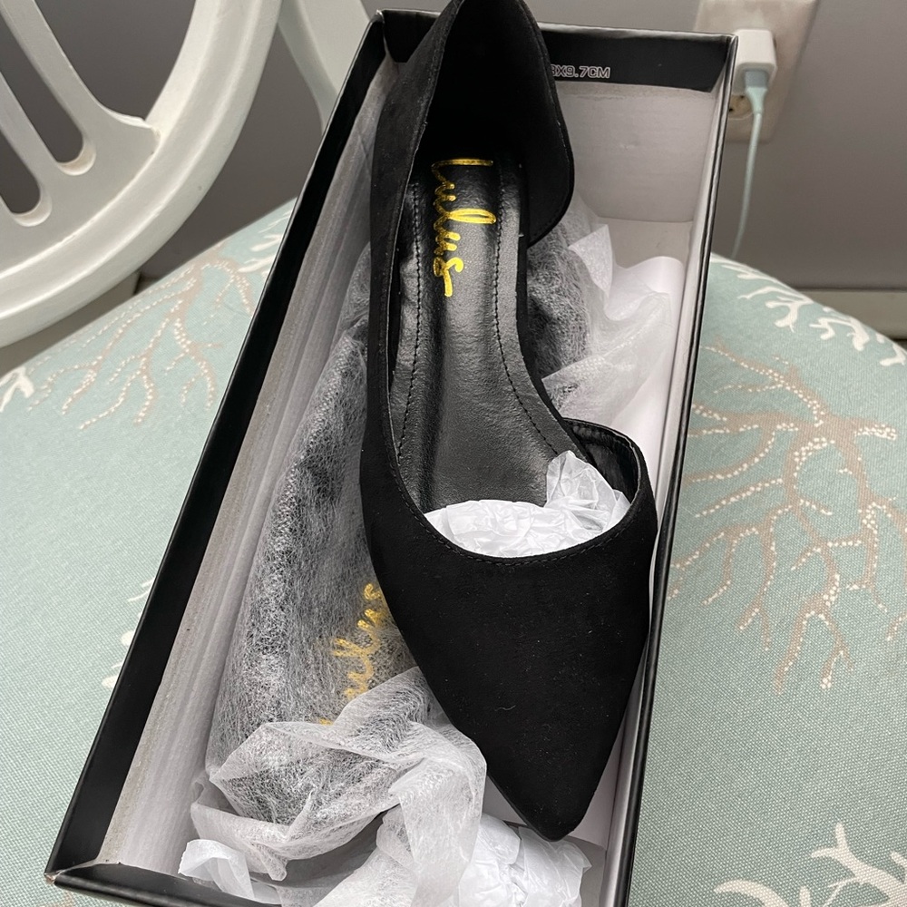 Lulus Aaron Suede Black Pointed Toe Flats
